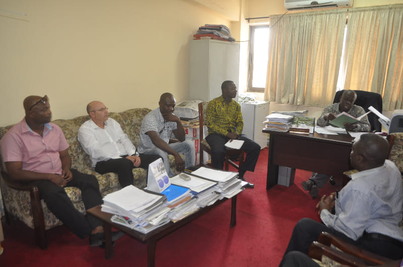 At the Ministry of Industry and Development in Ghana, presenting various projects.